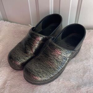 Dansko black gold marbled nursing clog